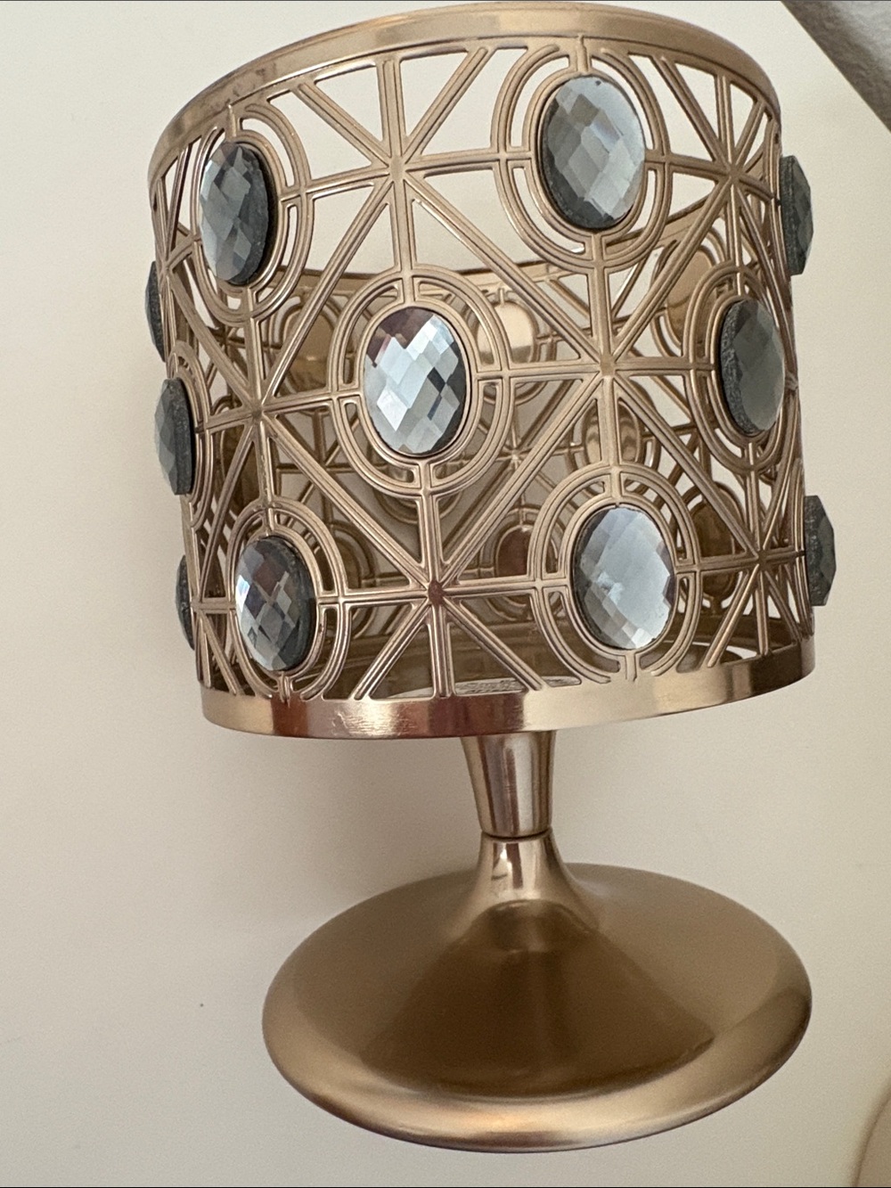 Bath & Body Works brass-gold candle holder with stunning crystal accents! - Picture 6 of 14
